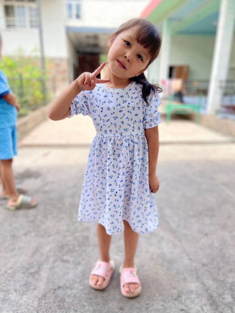 Children's floral summer dress with pearl collar by Shahzoda